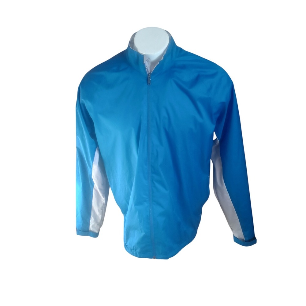 Adidas Blue High Neck Mesh Lined Zip Up Wind Breaker Jacket Mens Sz L Climastorm